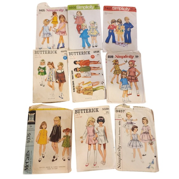 Vintage Sewing Patterns Child Size 3 Lot Simplicity Butterick McCalls 1960 1970s - Picture 1 of 9